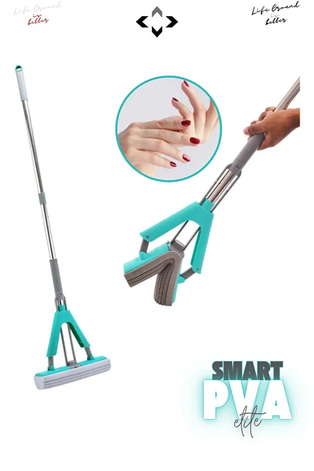 Smart PVA Kelebek Mop Sıkmalı Pva Mop Islak ve Kuru Yüzey Mopu Mikrofiber Temizlik Mopu